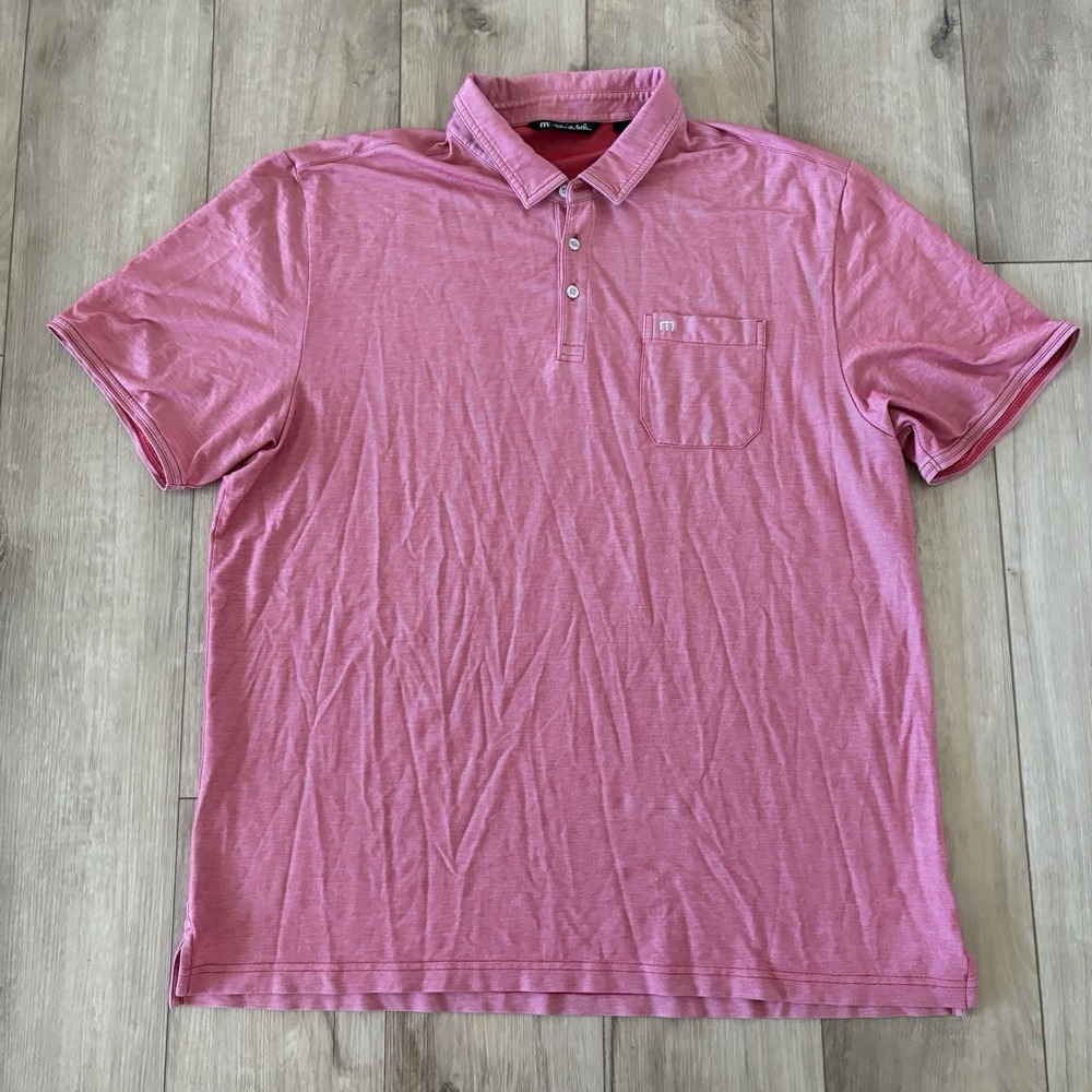 Travis Mathew Shirt Mens XXL Heathered Red Short Sleeve Polo‎ Golf Casual